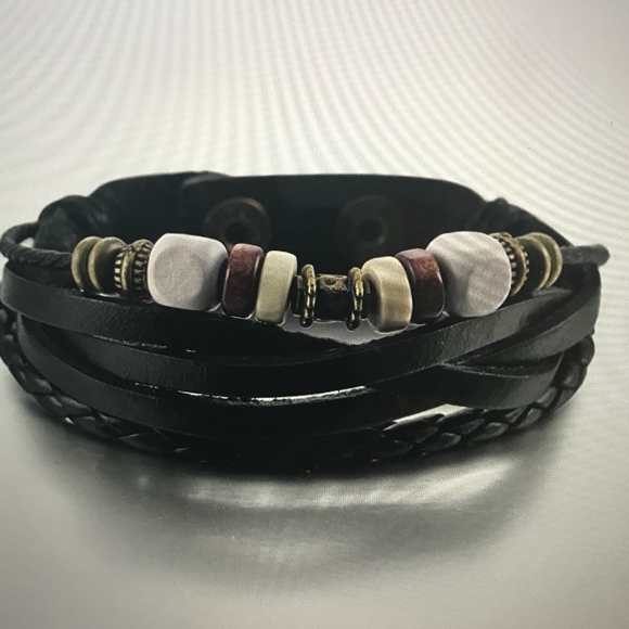 Genuine leather multi-strand bracelet - Picture 2 of 3